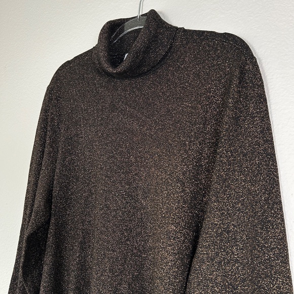 Chicos size 4 /XXL turtleneck pullover sweater metallic lurex black gold - Picture 7 of 12